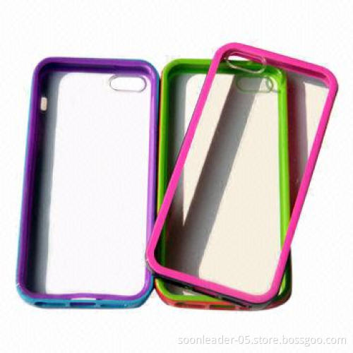 Hybrid Flexi Skin Covers for iPhone 5, with Bumper, Black Camera, Customized Logos, Anti-scratch